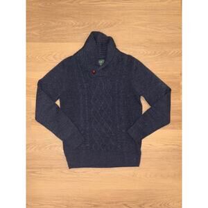 Emerald Isle Weaving blue cable knit mens sweater size medium